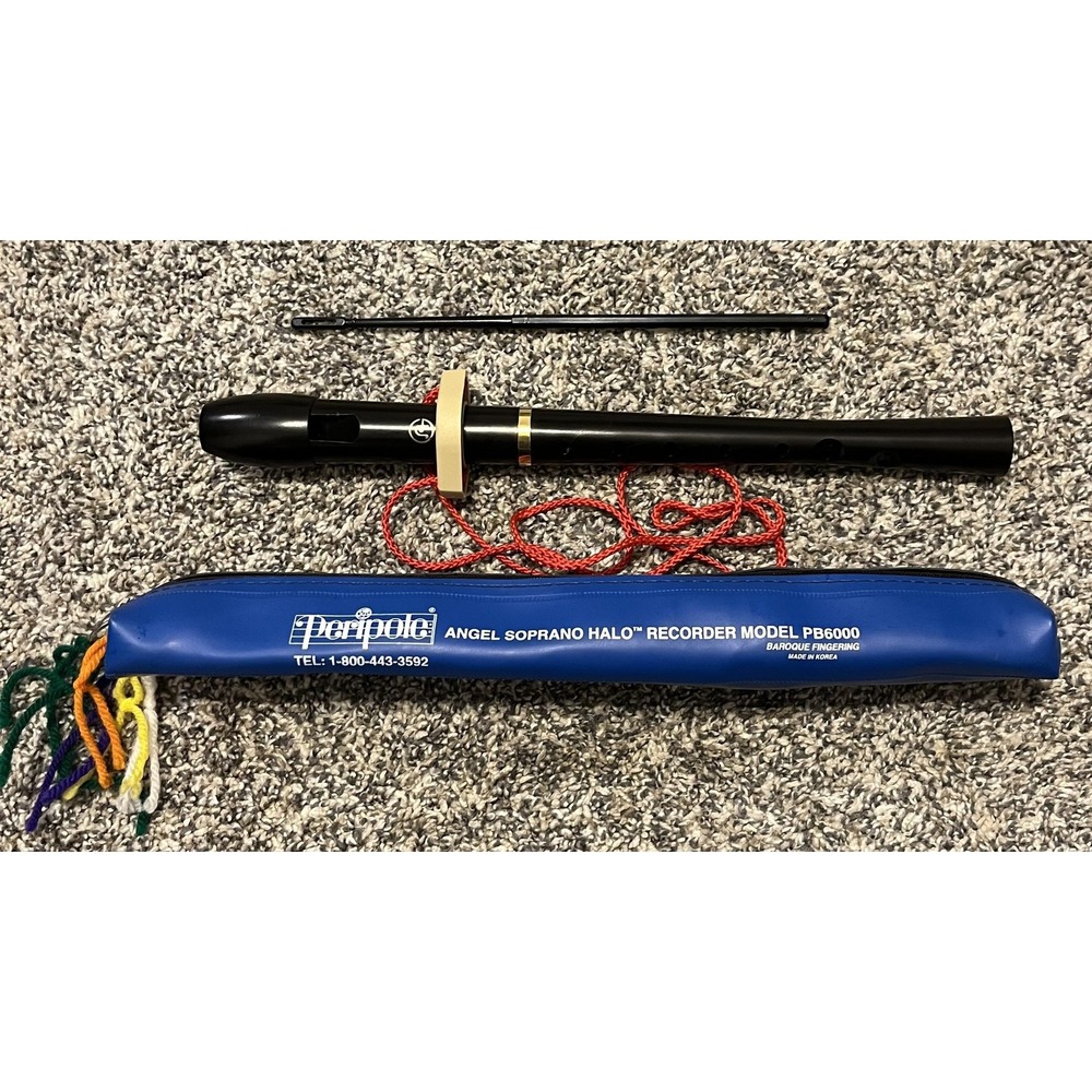 Peripole Angel Soprano Halo Recorder‎ PB6000 Black Baroque Fingering With Case